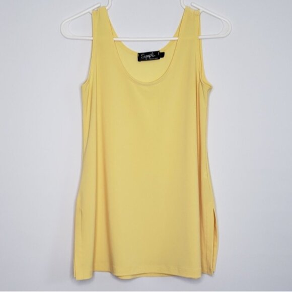 Sympli Yellow Sleeveless Tank Top Polyester Spandex Layering Piece - Picture 2 of 12